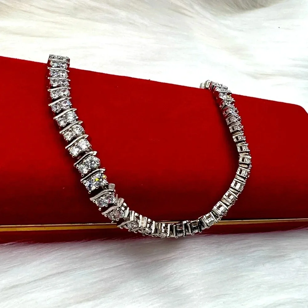 🖤New White Gold Finish Double Row Tennis Bracelet🖤 - Picture 1 of 10
